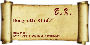 Burgreth Klió névjegykártya